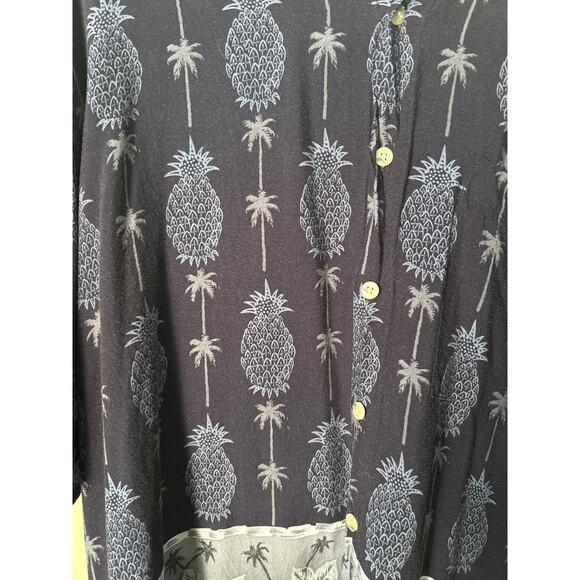 Vintage Campia Moda Hawaiian Men’s Shirt Large Blue Pineapple/Floral 100% Rayon - Picture 5 of 5